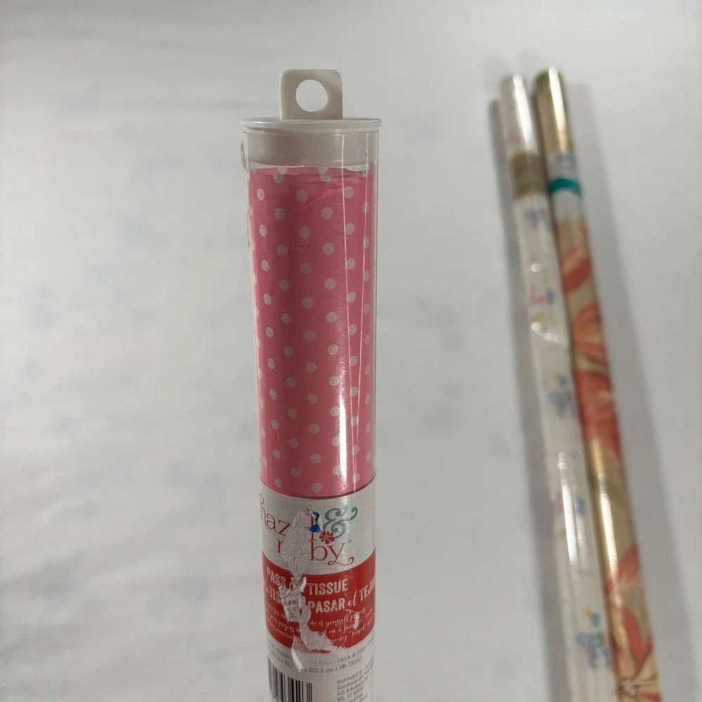 Hallmark Hazel & Ruby Gift Wrap Bundle 3 Rolls Pink Floral Gold Excellent New